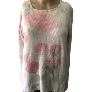 Fioreblu Knit Rose Theme Vintage Italian 44 Sweater